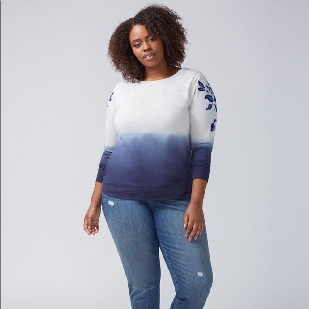 Lane Bryant embroidered dip-dye sweatshirt